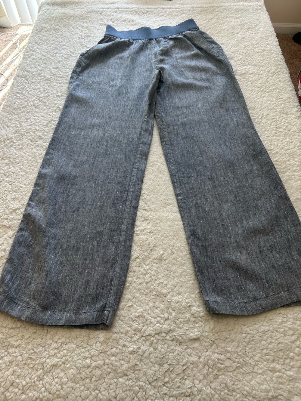 Lands' End Linen Slate Blue Chambray Pants